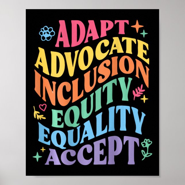 Póster Adaptar Propugnar Inclusión Equidad Igualdad Acept (Frente)