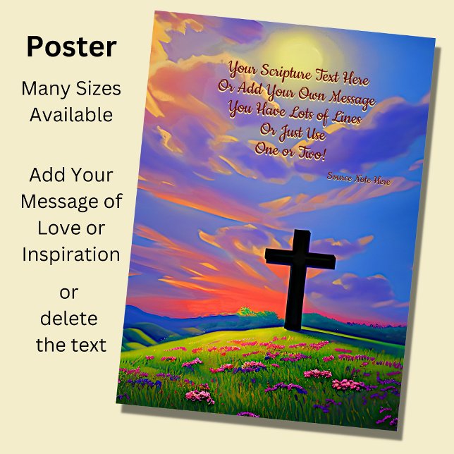 Póster Add Your Scripture, Christian Cross at Sunset     (Subido por el creador)