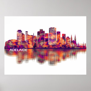 Póster Adelaide Australia Skyline