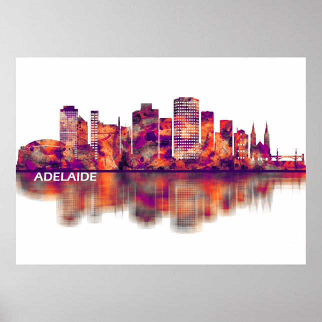 Póster Adelaide Australia Skyline (Frente)