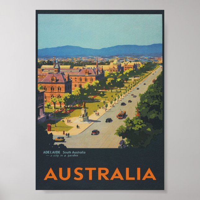 Póster Adelaide Australia Vintage Travel Poster (Frente)