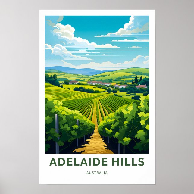Póster Adelaide Hills Australia Viajes impresos (Frente)