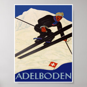 Póster Adelboden Suiza Poster de esquí de época