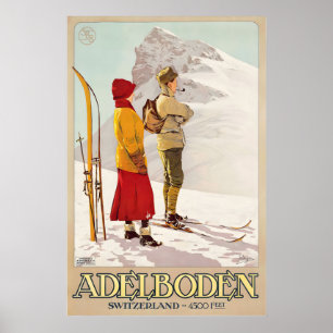Póster Adelboden Suiza Suiza Bernés Esquí Invierno