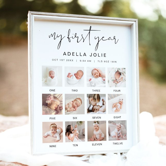 Póster ADELLA Minimalist Boho First Year Photo Milestone (Subido por el creador)