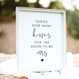 Póster ADELLA Modern Guess How Many Kisses Bridal Sign
