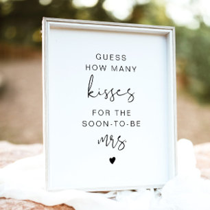 Póster ADELLA Modern Guess How Many Kisses Bridal Sign