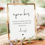 Póster ADELLA Rótulo Minimalista Funny Open Bar<br><div class="desc">Este signo de barra abierta cuenta con un tipo de letra manuscrito denso y un diseño minimalista moderno. El sencillo diseño en blanco y negro hace que sea perfecto para añadir a cualquier evento. Cambie fácilmente el tipo de letra y el color de fondo para que coincidan con el evento....</div>