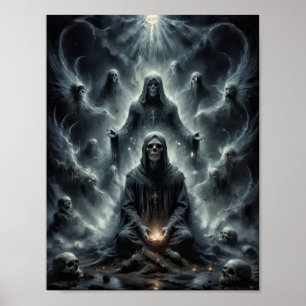 Póster Adeptos fantasmas de cráneos orando por presa