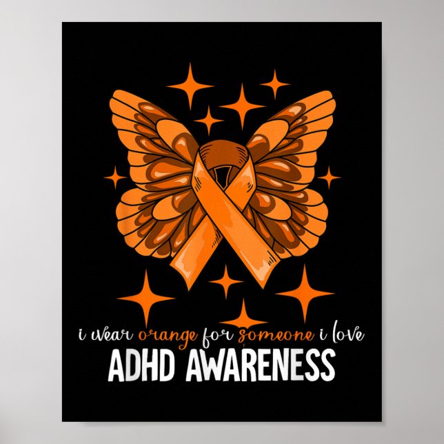 Póster Adhd Gift Uni-kids Adhd Awareness - Negro, Pequeño (Frente)