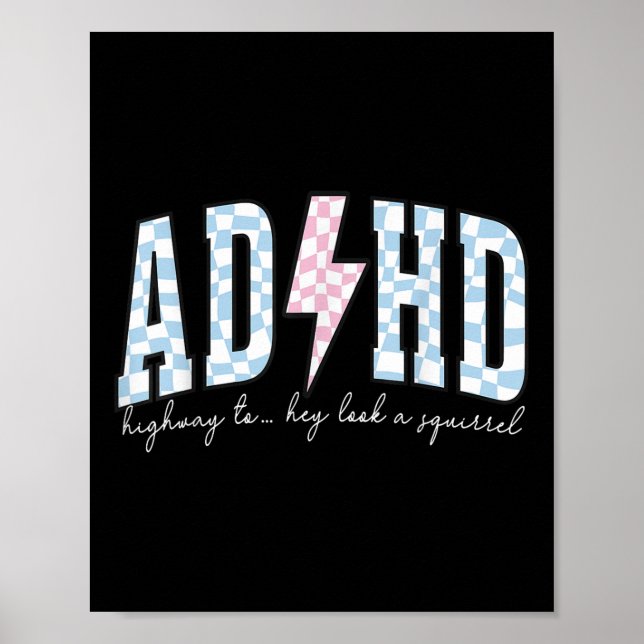 Póster Adhd Graciosa Salud Mental Sobreestimulada Concien (Frente)