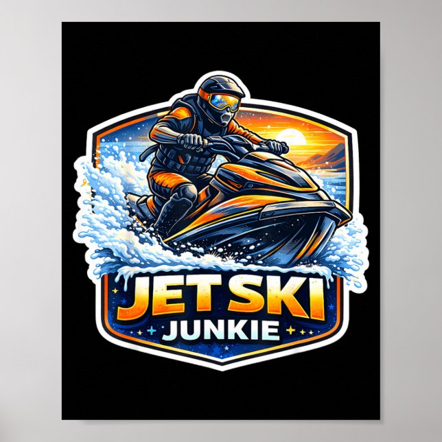 Póster Adicto a jet ski dueño de jetski divertido (Frente)