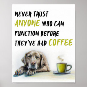 Póster Adicto al café de Cute Labrador