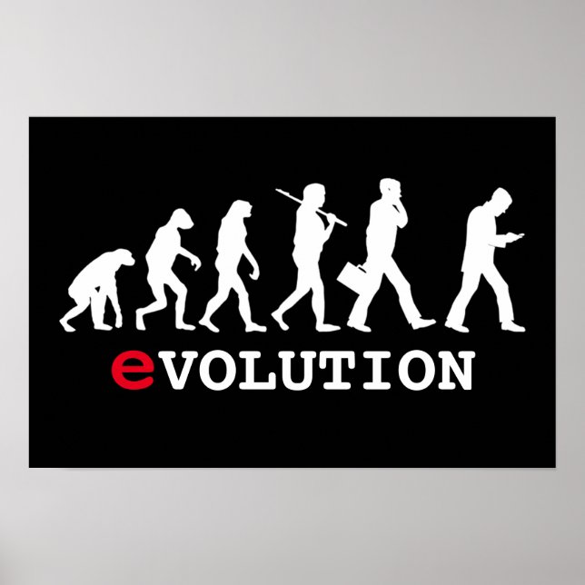 Póster Adicto al Teléfono Inteligente Evolución Divertida (Frente)