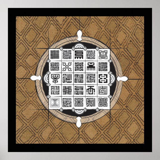 Póster Adinkra y árabe con antecedentes africanos de Raff (Frente)