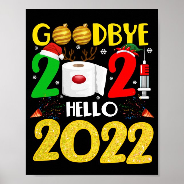Póster Adiós 2021 Hola 2022 - Feliz Año Nuevo Pajama (Frente)