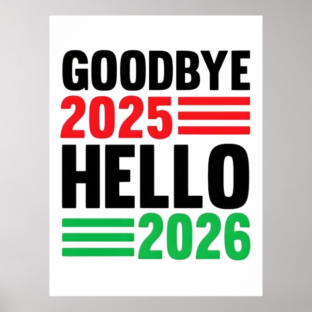 Póster Adiós 2025, Hola 2026: Feliz Año Nuevo 2026 (Frente)