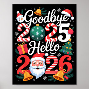 Póster Adiós 2025 Hola 2026 Feliz Año Nuevo Familia Matc