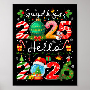 Póster Adiós 2025 Hola 2026 Feliz Año Nuevo Navidad P