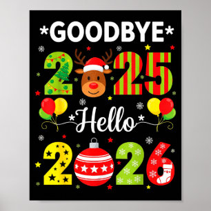 Póster Adiós 2025 Hola 2026 Feliz Año Nuevo Navidad P