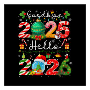 Póster Adiós 2025 Hola 2026 Feliz Año Nuevo Navidad P