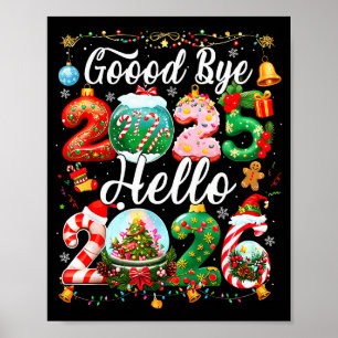 Póster Adiós 2025 Hola 2026 Feliz Año Nuevo Navidad P