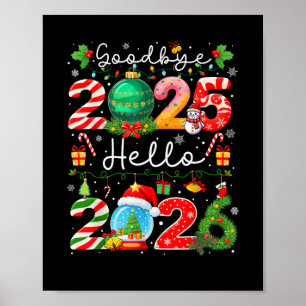 Póster Adiós 2025 Hola 2026 Feliz Año Nuevo Navidad P