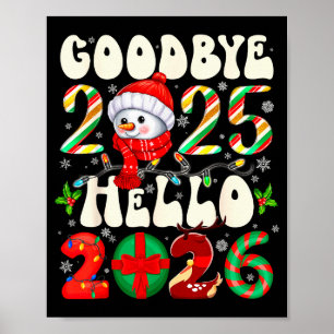 Póster Adiós 2025 Hola 2026 Feliz Navidad Feliz Año 