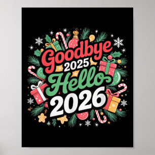 Póster Adiós 2025 Hola 2026 Feliz Navidad Feliz nuevo