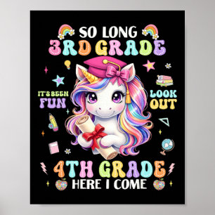 Póster Adiós 3er Grado Prepárate 4to Grado Niño Niña