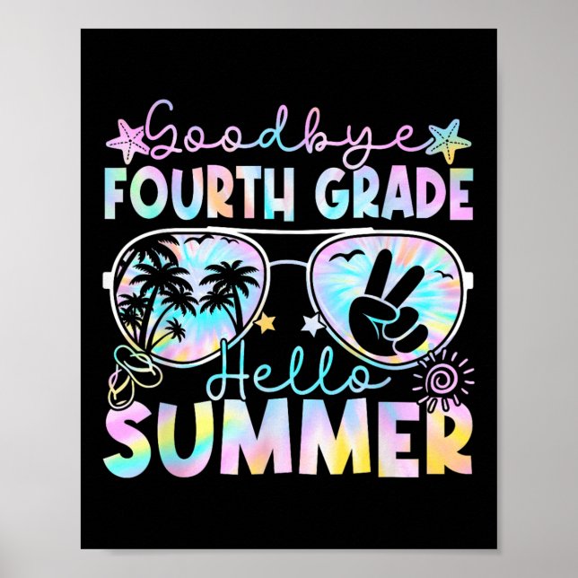Póster Adiós 4º grado Hola verano cuarto grado Último D (Frente)