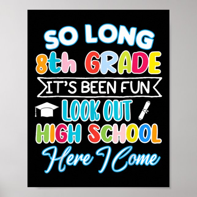 Póster Adiós a la graduación de secundaria de grado 8 (Frente)