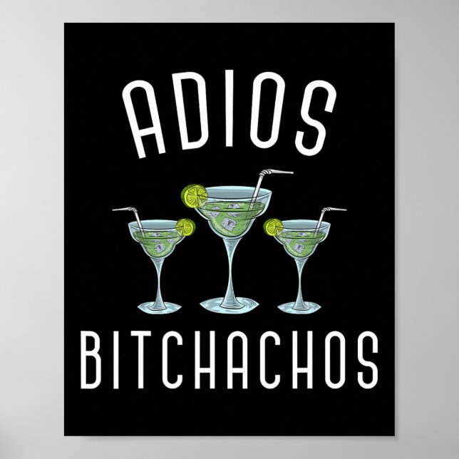 Póster Adios Achos Funny Fiesta Mexicana Margarita Cinco  (Frente)