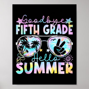 Póster Adiós de 5º grado Hola verano quinto grado el últi