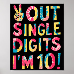 Póster Adiós Dígitos Simples Tengo 10 Años Cumpleaños 10