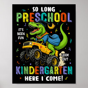 Póster Adiós graduación de preescolar Cl 2025 Dinosaurios