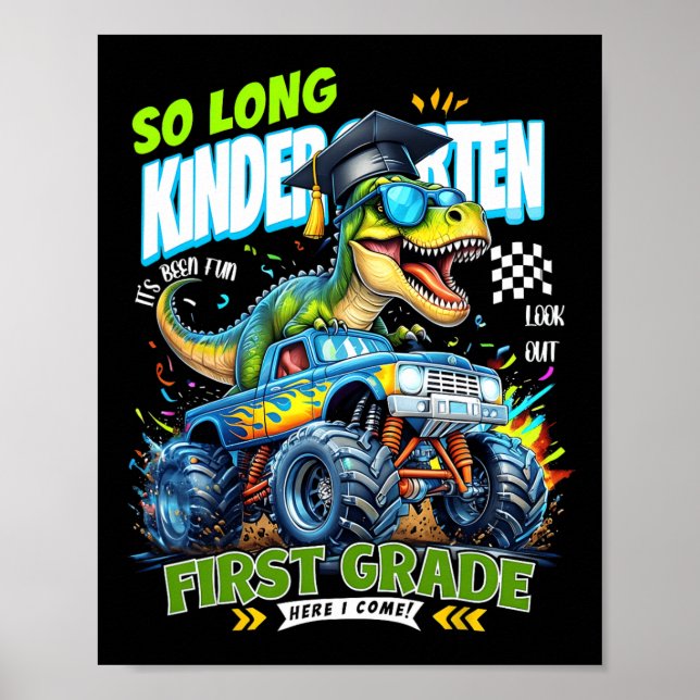 Póster Adiós Graduado de Kinder Dinosaurio 1er Grado H (Frente)