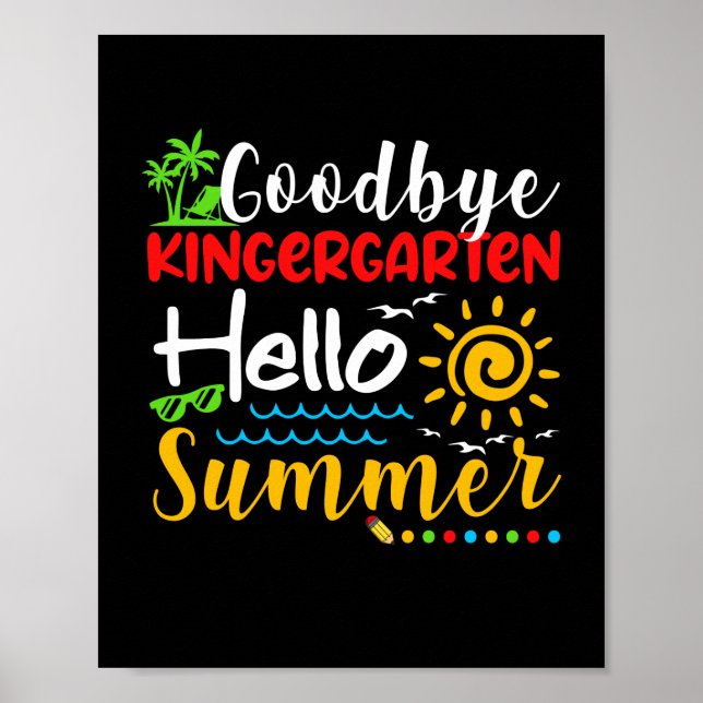 Póster Adiós Kindergarten Hola Graduación de verano (Frente)