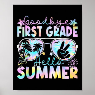 Póster Adiós primer grado Hola primer grado de verano últ