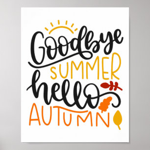 Póster Adiós verano Hola otoño otoño otoño otoño Thanksgi