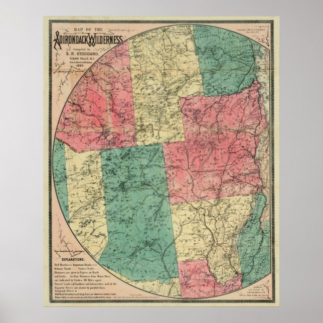 Póster Adirondacks Stoddard 1883 (Frente)