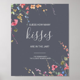 Póster Adivina clásica cuántos besos de juego de ducha de