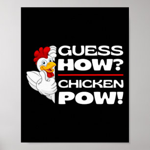 Póster Adivina Cómo Pollo Pow Chistes Divertidos de Pollo