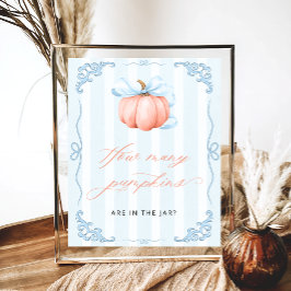 Póster Adivina cuántas calabazas azul