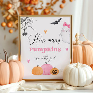 Póster Adivina cuántas calabazas pequeño Boo