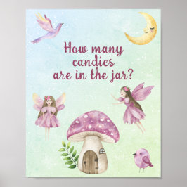 Póster Adivina cuántas golosinas para baby shower de hada