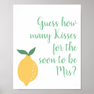 Póster Adivina Cuántos Besos Despedida de Soltera Limón A