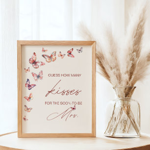 Póster Adivina Cuántos Besos Juego de Mariposas para Desp