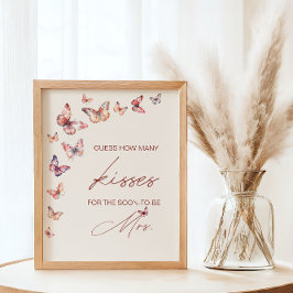 Póster Adivina Cuántos Besos Juego de Mariposas para Desp