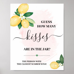 Póster Adivina Cuántos Besos Limones Rosa Juego de Ducha